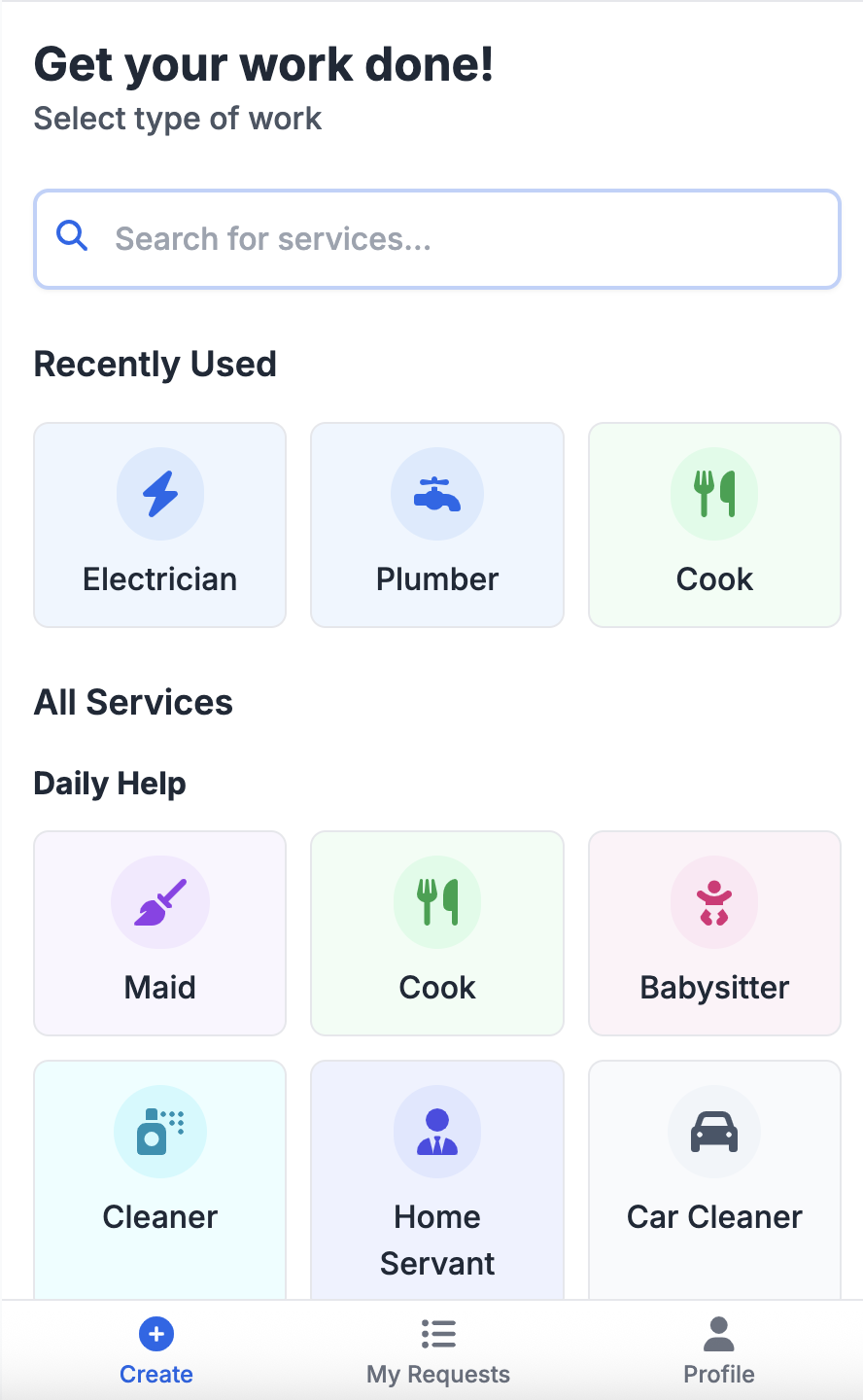 Work request screen preview
