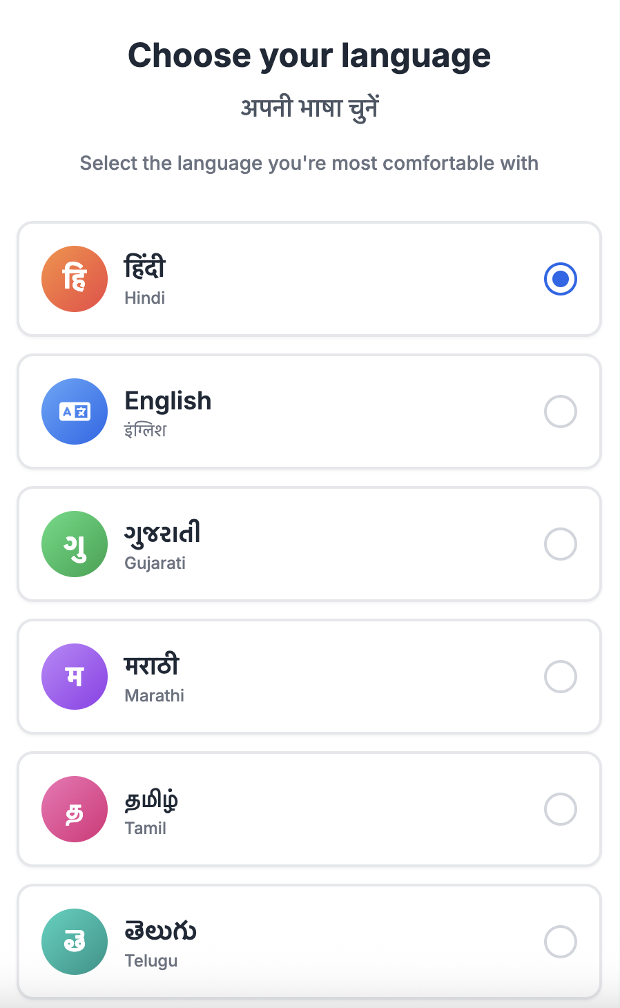 Language select preview